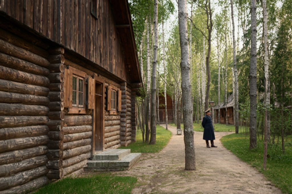 Budynki mieszkalne w kwaterze Werwolf - zdjęcie poprawione cyfrowo