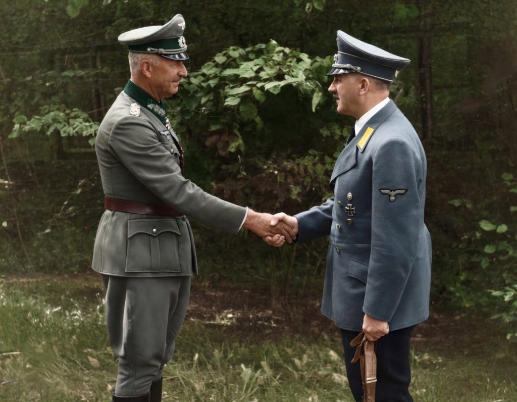 Erich von Manstein spotyka się z Adolfem Hitlerem w Wilczym Szańcu - 1942 rok