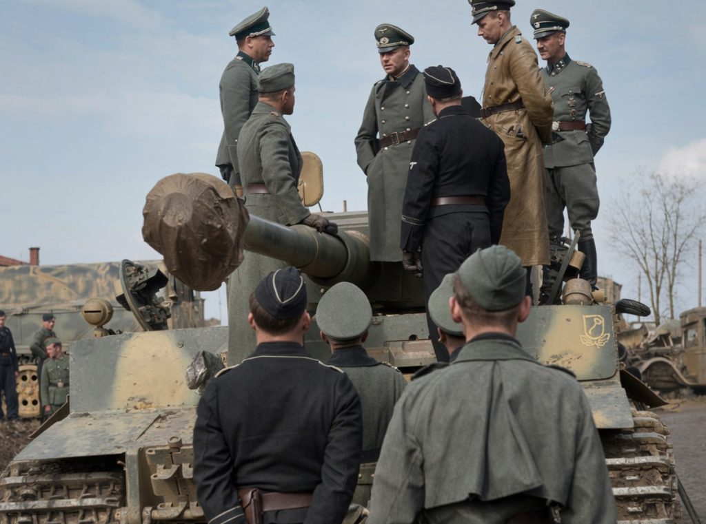 Heinz Guderian podczas inspekcji czołgów Leibstandarte SS Adolf Hitler w 1943