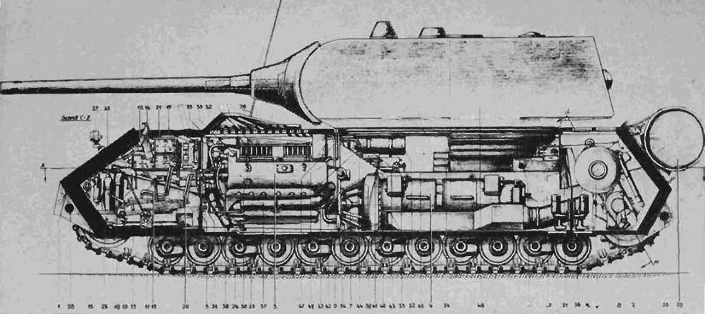Czołg Panzerkampfwagen VIII Maus - rzut z boku