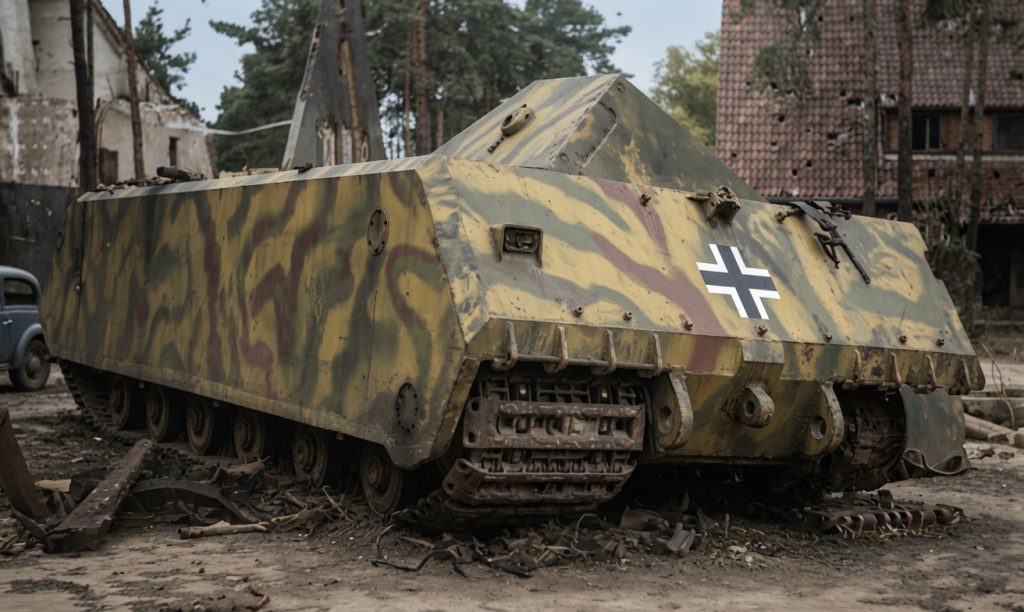 Czołg Panzerkampfwagen VIII Maus znisczony - z uszkodzoną wieżą